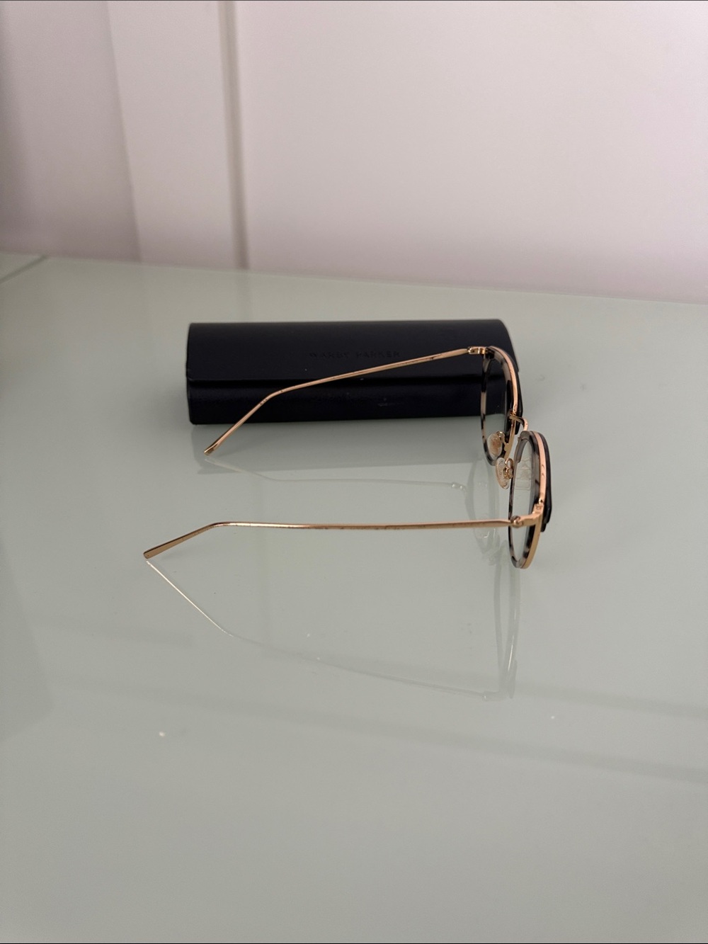Warby Parker Round Black and Gold Eyeglasses with tortoise trim - Picture 4 of 5